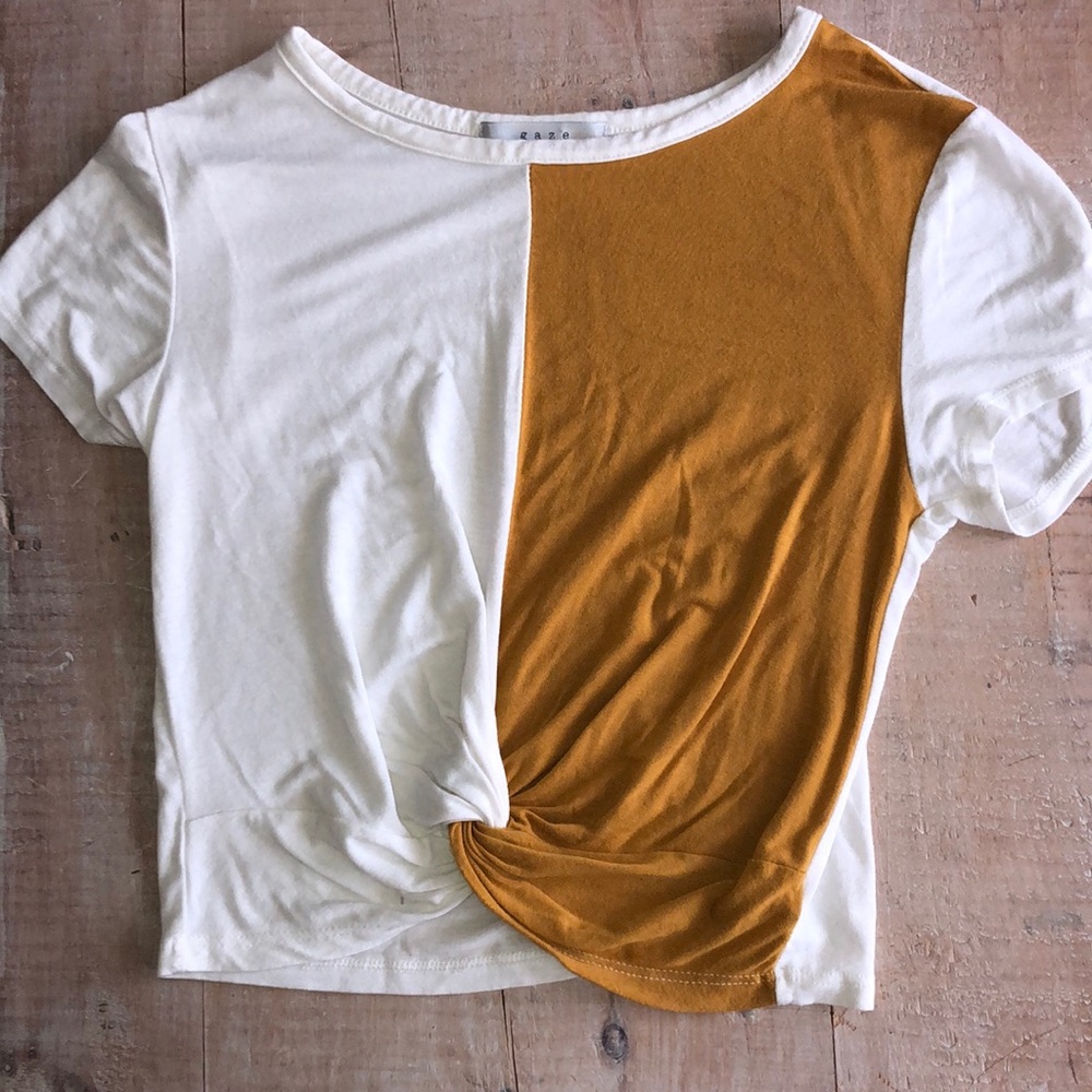 Girls two tone cropped shirt